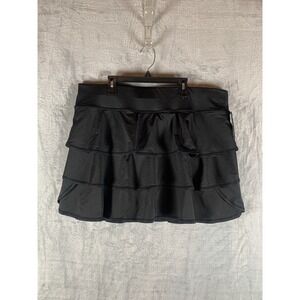 Ideology Women's Skort 1X  Black Ruffle Pocket Shorts Tennis Pickleball Plus NWT